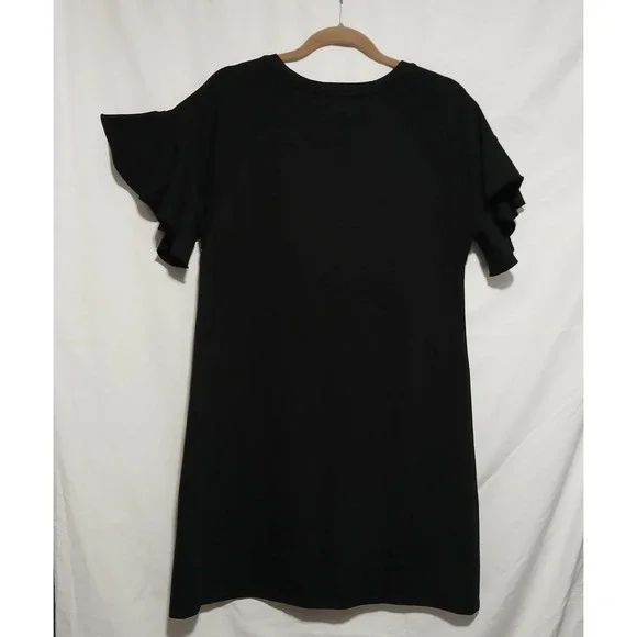 1.STATE Black Mini Dress Ruffle Sleeve Casual Party Dress Size M - Picture 3 of 7